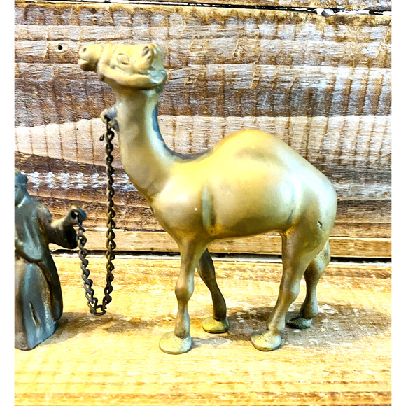 Vintage Mid Century Brass Camel and Shepard Figures - Picture 3 of 11